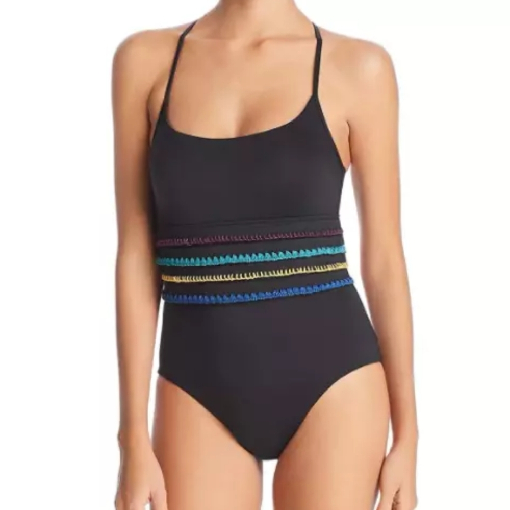 Soluna Swim Summer Solstice Stitched One Piece, Black, Women's Medium